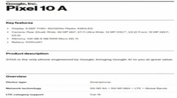 تسريب مثير.. مواصفات Google Pixel 10a تظهر تفاصيل التصميم لعام 2025